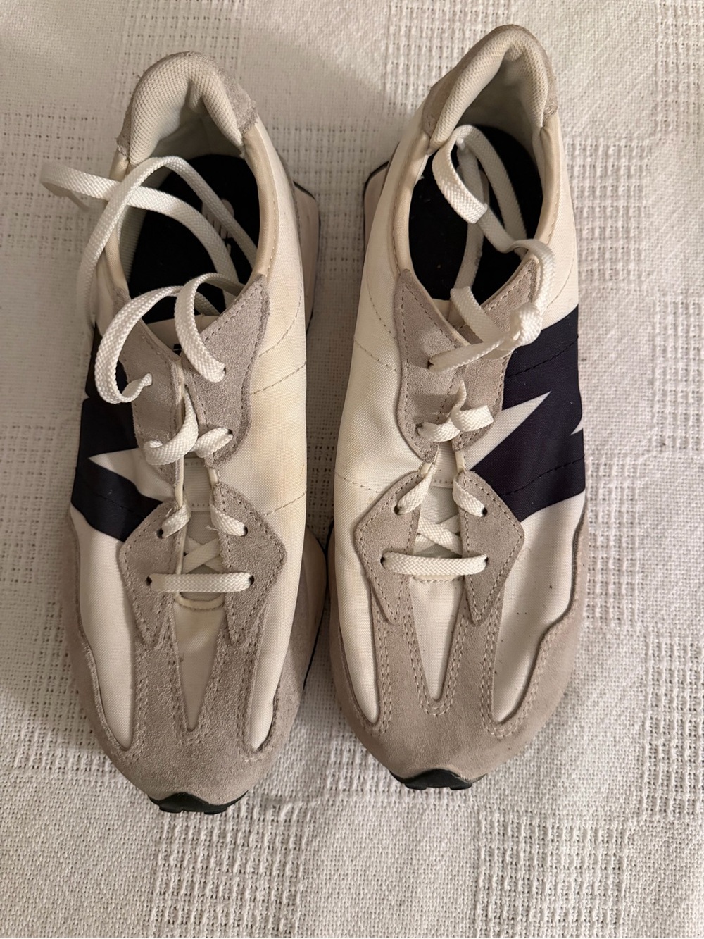 New Balance White and Black Low-Profile Sneakers